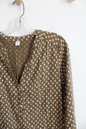 Old Navy Gold & White Patterned Green Long Sleeved Top | M