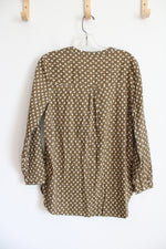 Old Navy Gold & White Patterned Green Long Sleeved Top | M