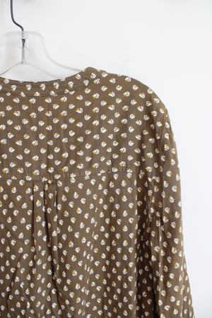 Old Navy Gold & White Patterned Green Long Sleeved Top | M