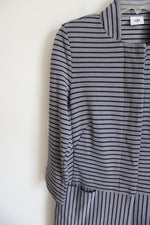 Cabi Navy Blue White Striped Car Coat Jacket | S