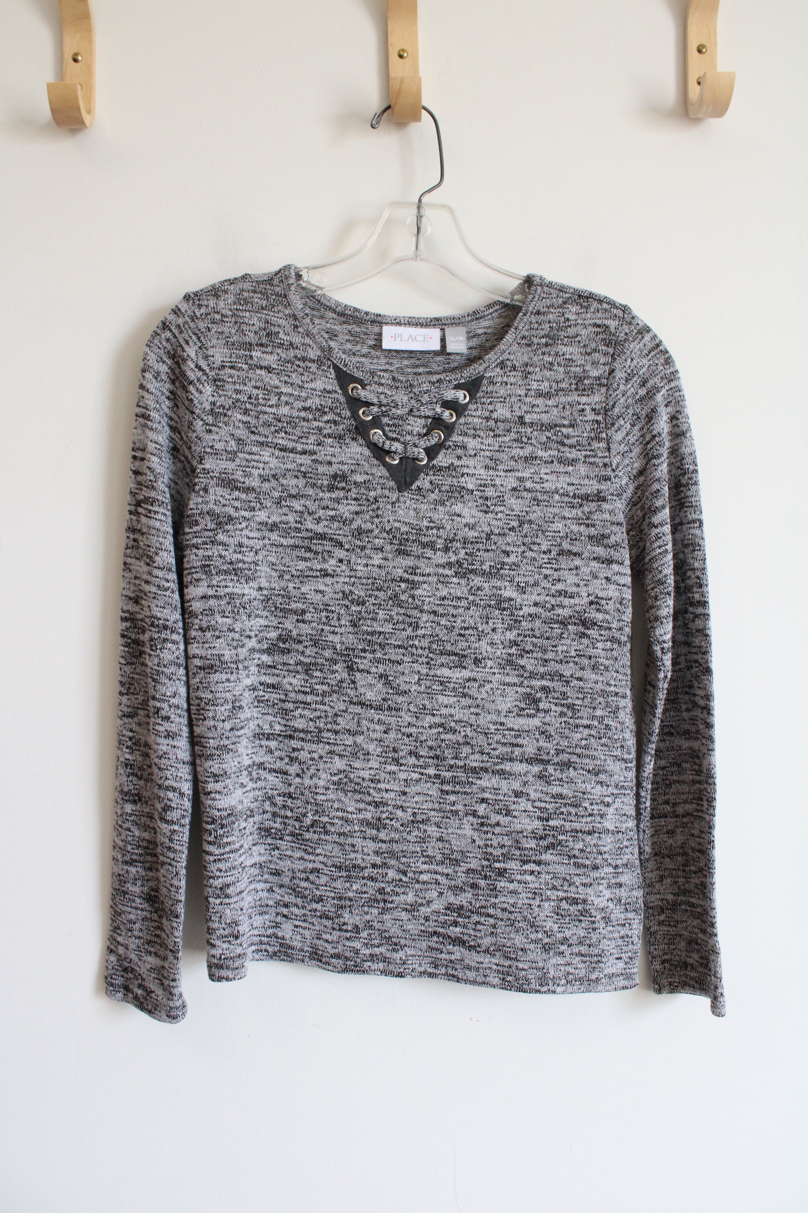 Children's Place Gray Heathered Long Sleeved Top | Youth XL (14)