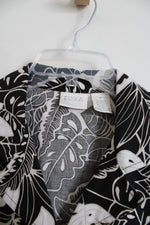 Erika Black Tropical Print Vintage Top | M