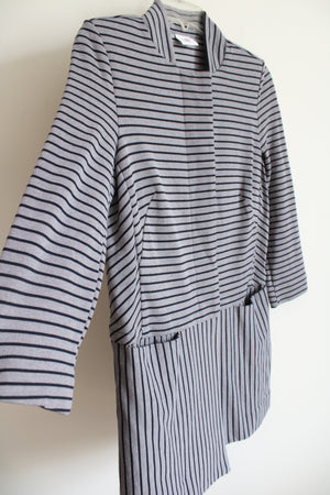 Cabi Navy Blue White Striped Car Coat Jacket | S