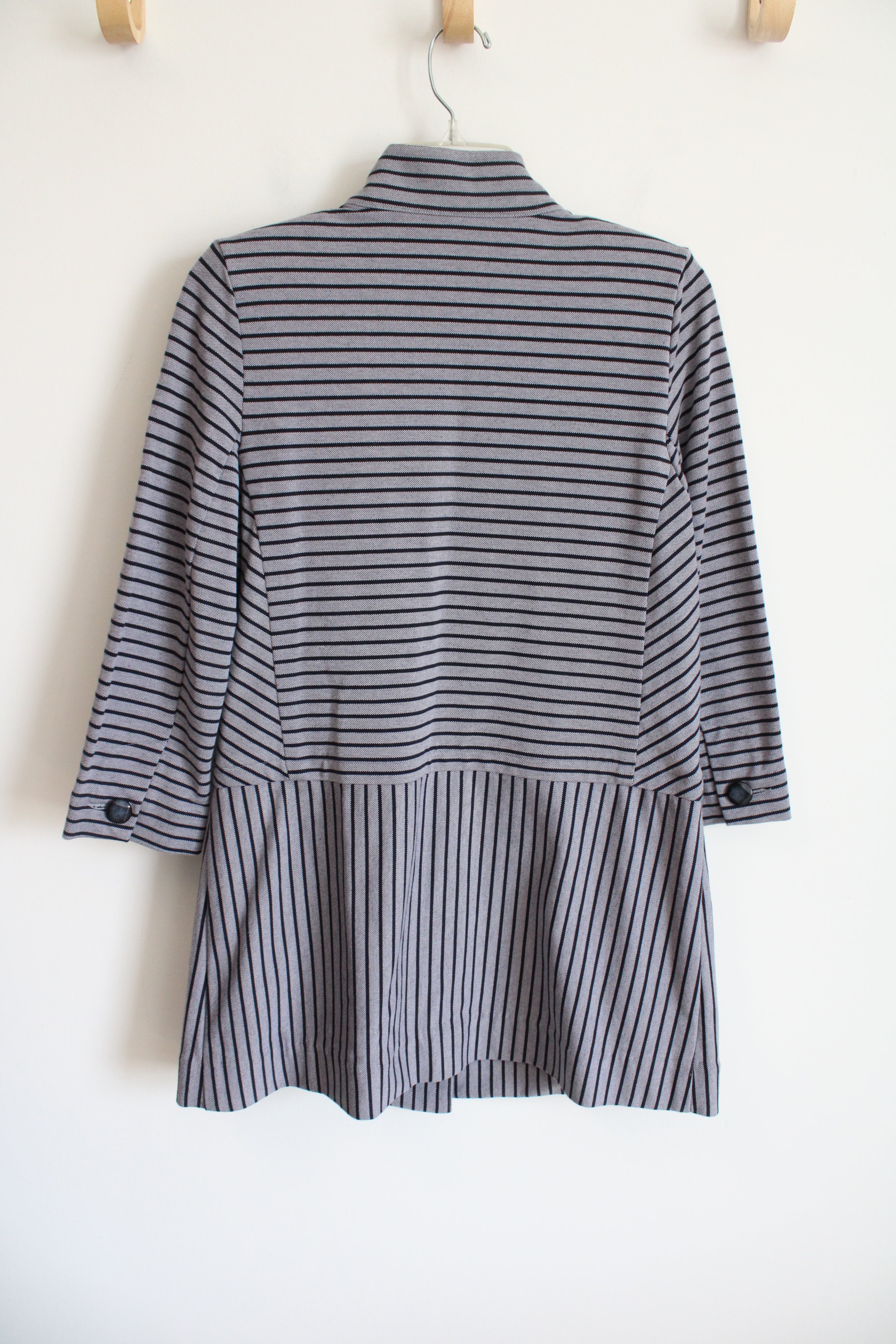 Cabi Navy Blue White Striped Car Coat Jacket | S