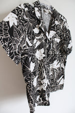 Erika Black Tropical Print Vintage Top | M