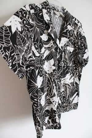 Erika Black Tropical Print Vintage Top | M