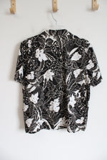 Erika Black Tropical Print Vintage Top | M