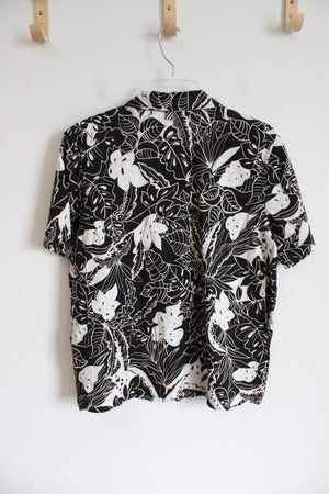 Erika Black Tropical Print Vintage Top | M