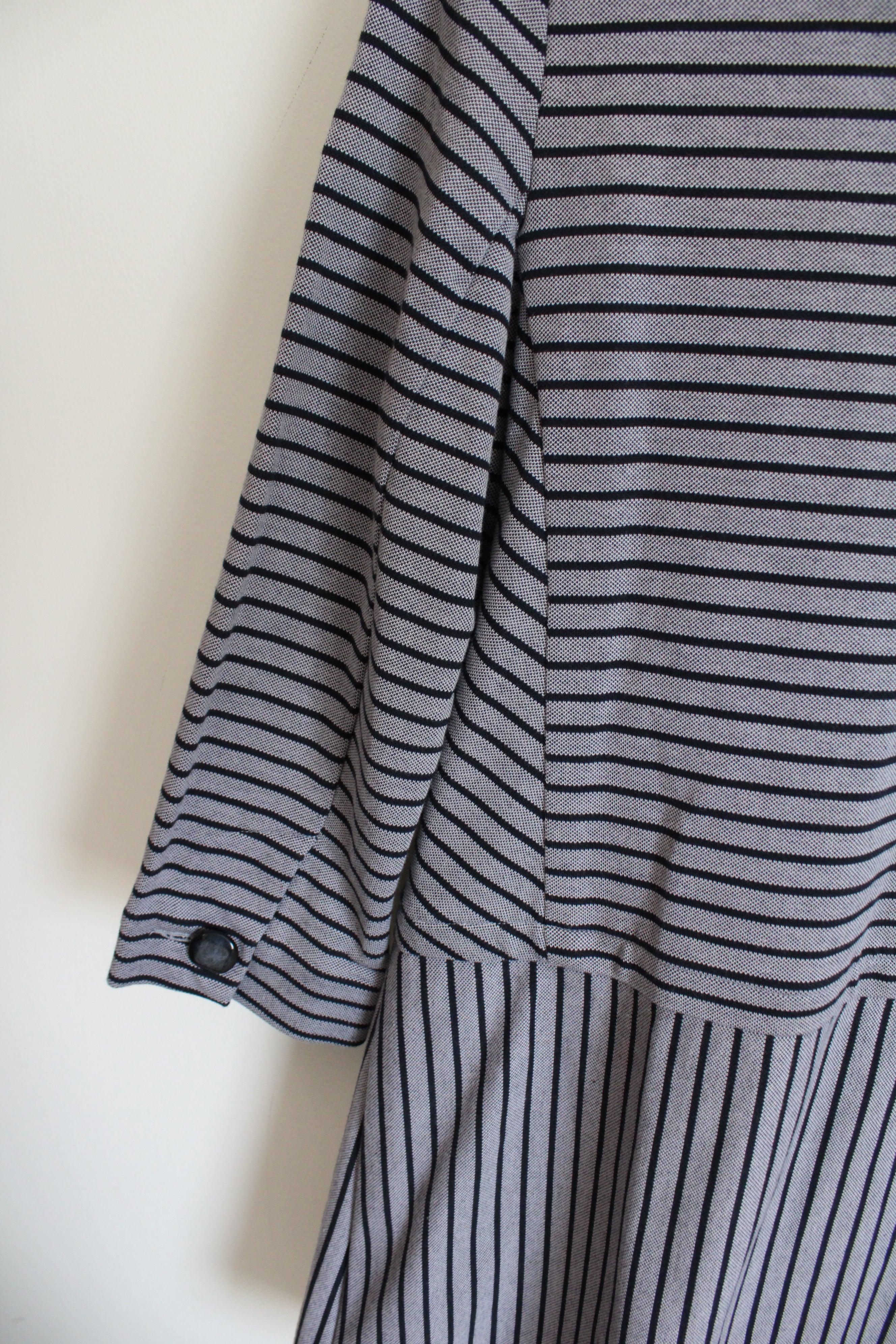 Cabi Navy Blue White Striped Car Coat Jacket | S