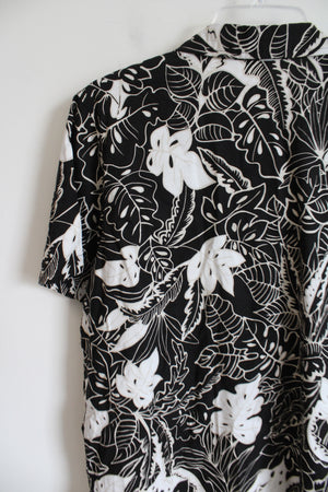 Erika Black Tropical Print Vintage Top | M