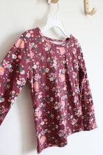 Colette Lilly Maroon Pink Floral Long Sleeved Shirt | Youth M (5/6)