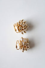 Crystal Cluster Gold Pinecone Style Design Clip On Earrings