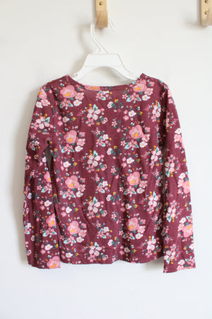 Colette Lilly Maroon Pink Floral Long Sleeved Shirt | Youth M (5/6)