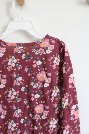 Colette Lilly Maroon Pink Floral Long Sleeved Shirt | Youth M (5/6)