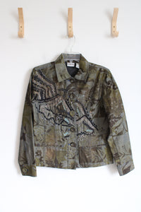 Chico's Olive Gray Embellished Jacket | 0