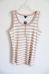 NEW Torrid Tank White Striped Cotton Modal Rib Scoop Henley Mushroom Stripe Tank | 3X (22/24)