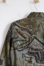 Chico's Olive Gray Embellished Jacket | 0