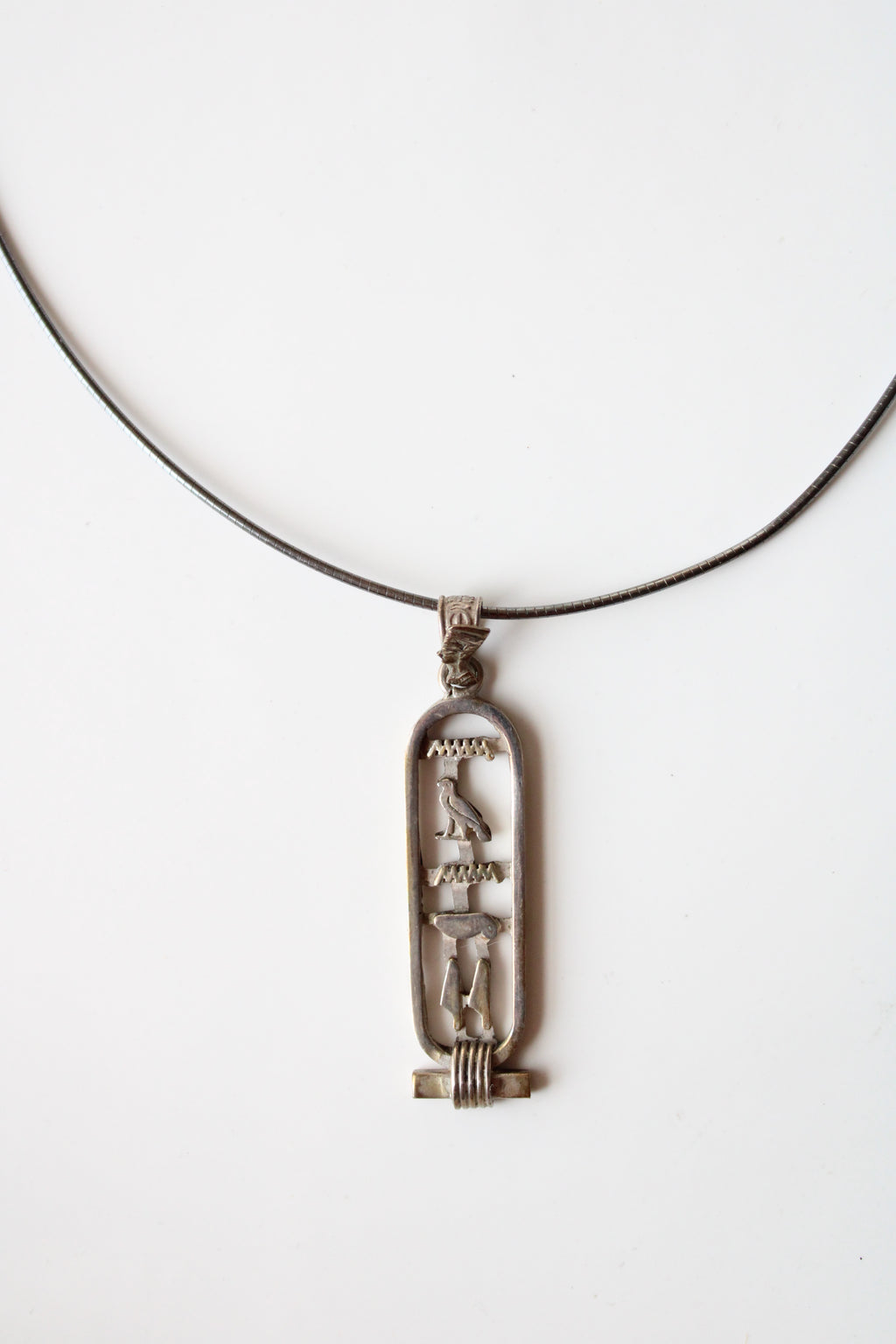 Egyptian Petroglyph Nefertiti Pendant Sterling Silver Necklace