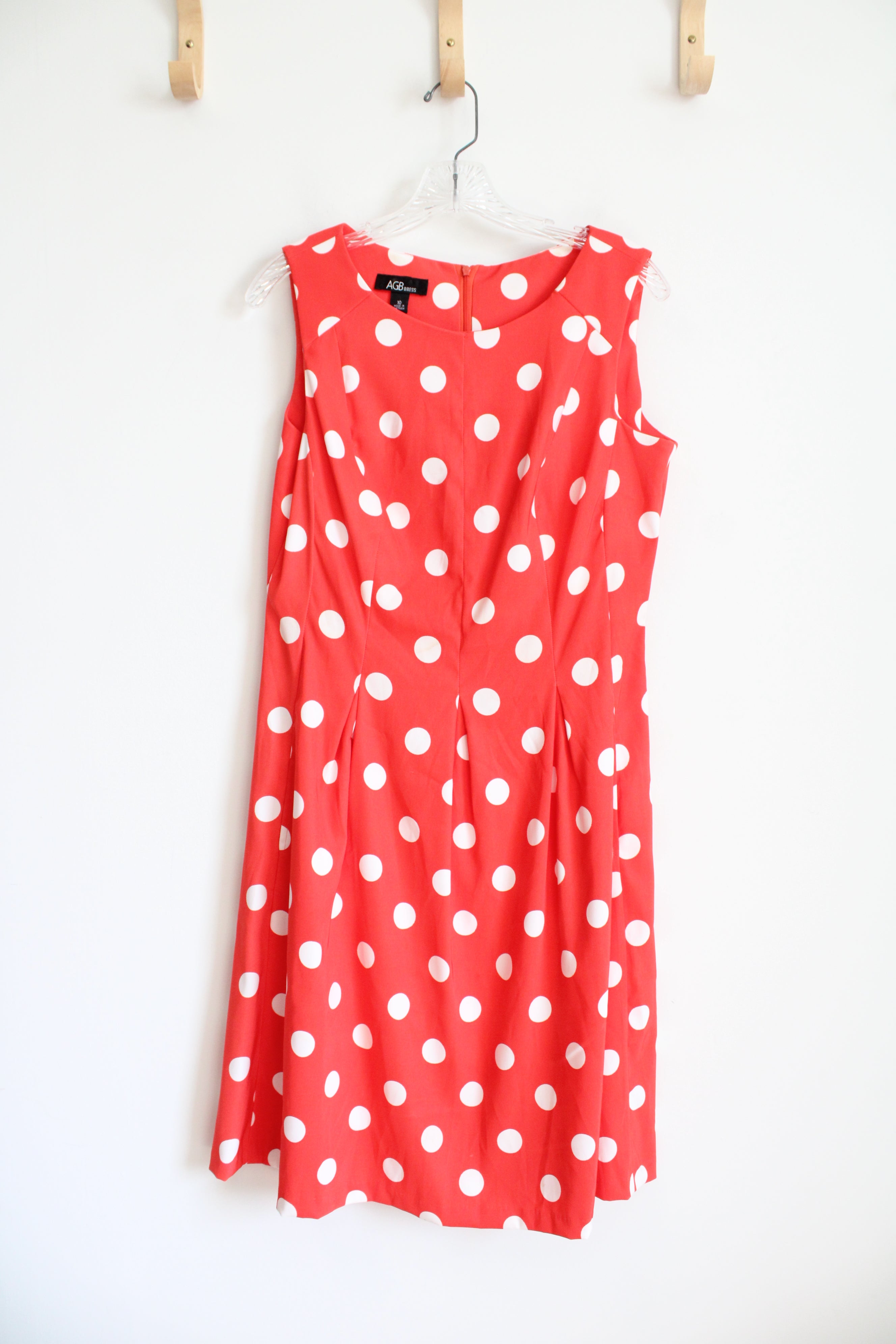 AGB Dress Red & White Polka Dot Pleated Dress | 10