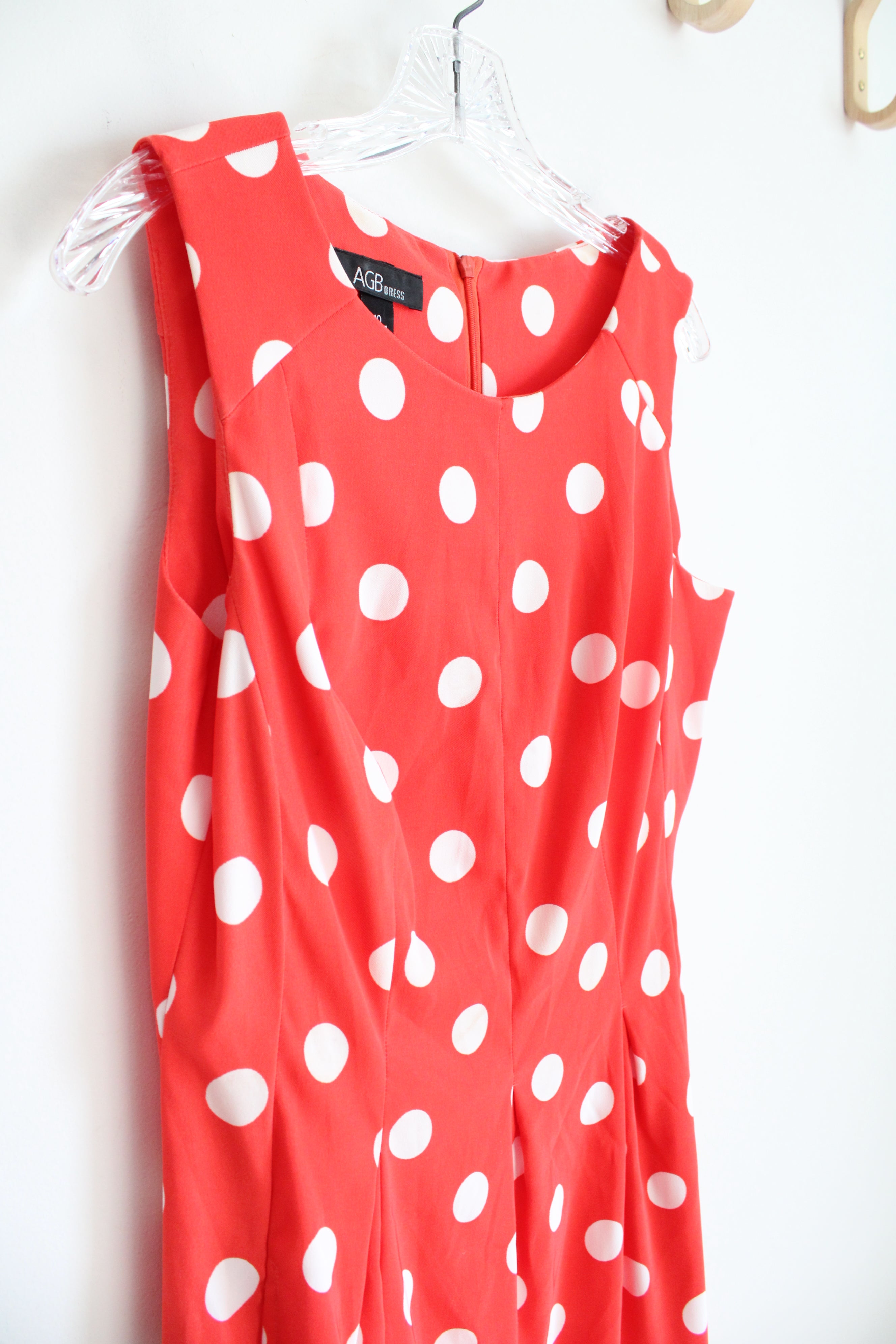 AGB Dress Red & White Polka Dot Pleated Dress | 10