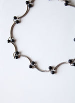 Silver Black Beaded Vine Chain Bracelet