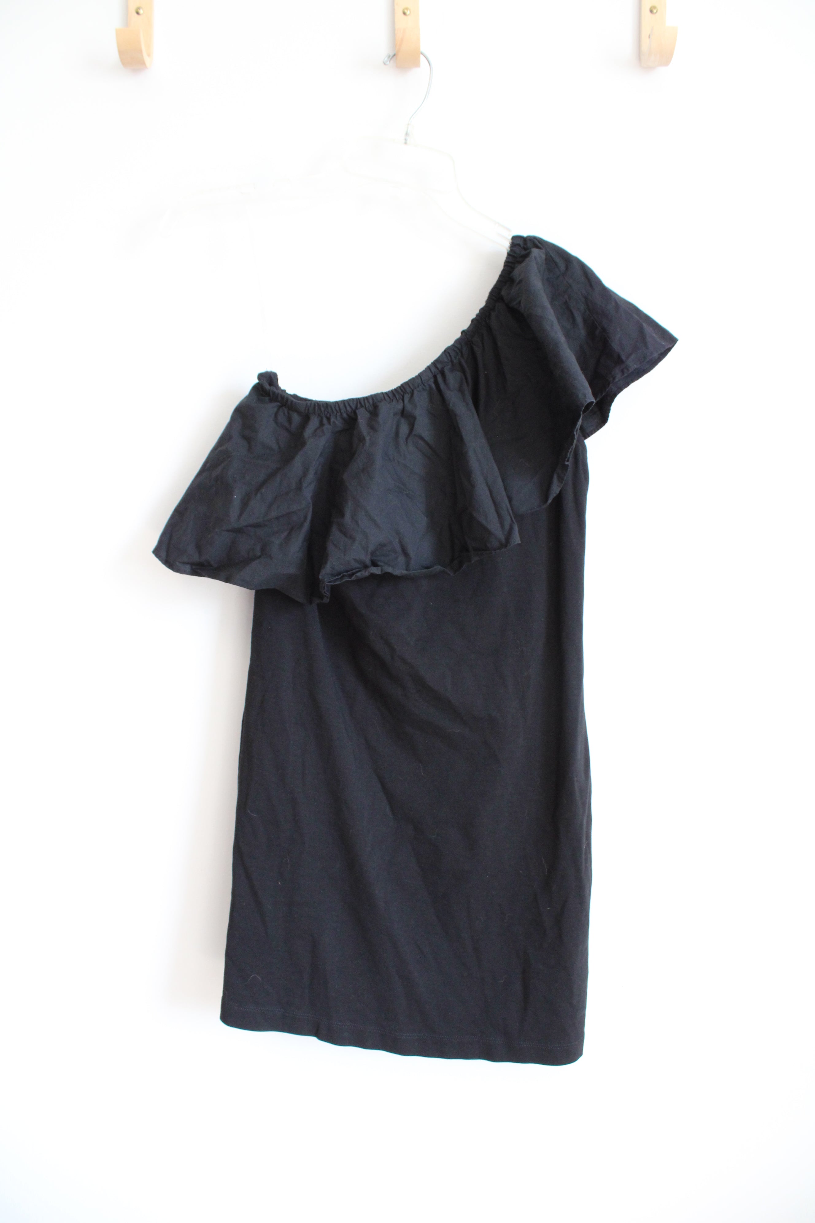 A New Day Black Off-The-Shoulder Cotton Shift Dress | XS