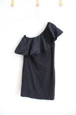 A New Day Black Off-The-Shoulder Cotton Shift Dress | XS