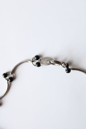 Silver Black Beaded Vine Chain Bracelet