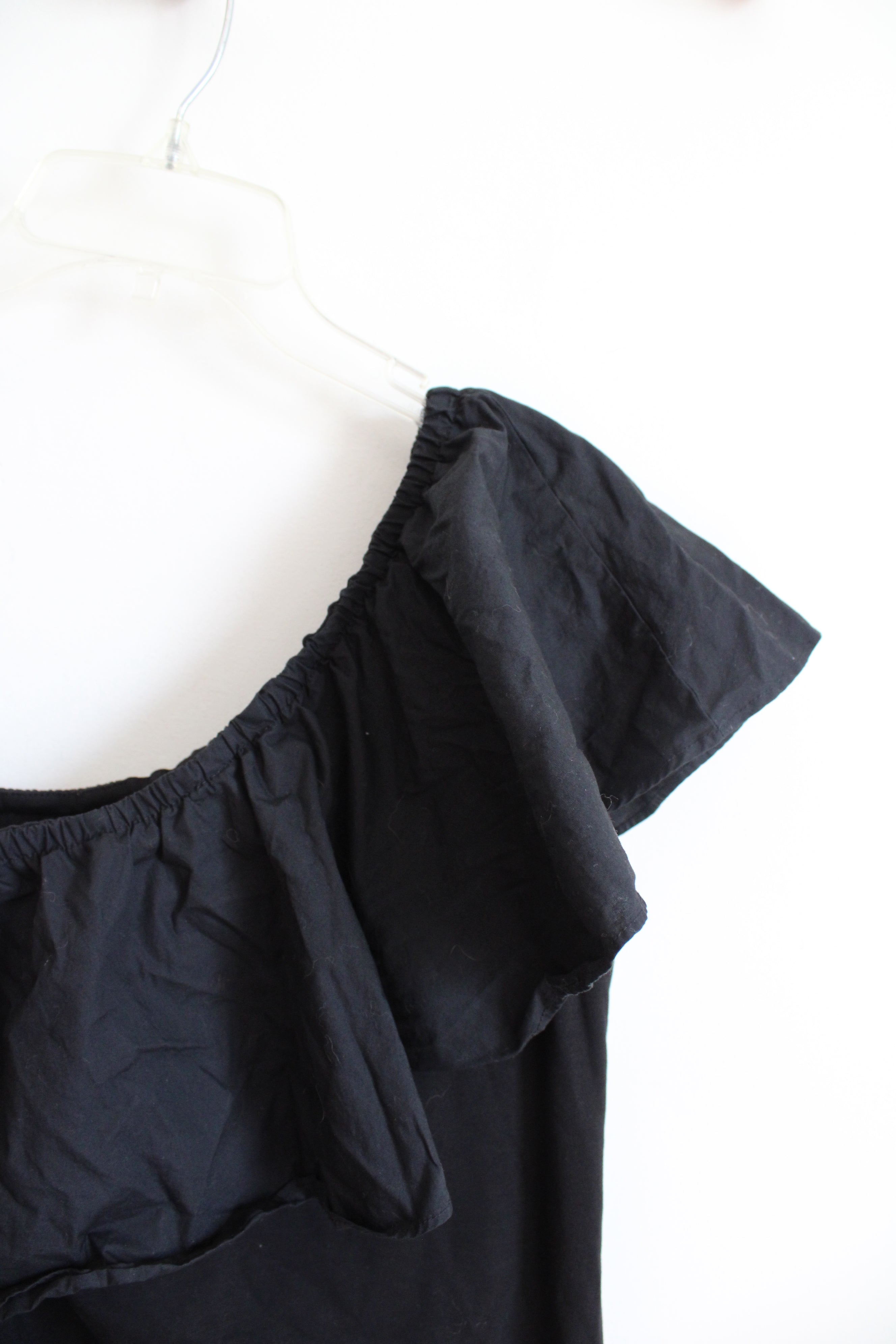 A New Day Black Off-The-Shoulder Cotton Shift Dress | XS