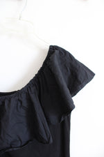 A New Day Black Off-The-Shoulder Cotton Shift Dress | XS