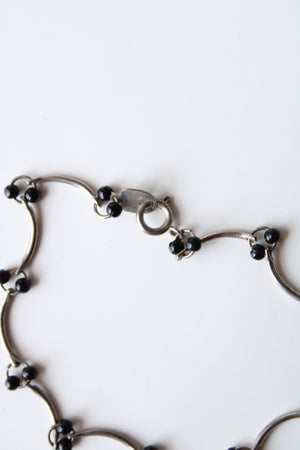 Silver Black Beaded Vine Chain Bracelet