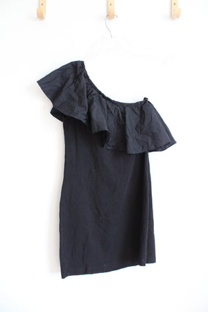 A New Day Black Off-The-Shoulder Cotton Shift Dress | XS