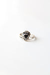 Black Onyx Vintage Heart Sterling Silver Ring | Size 4.5
