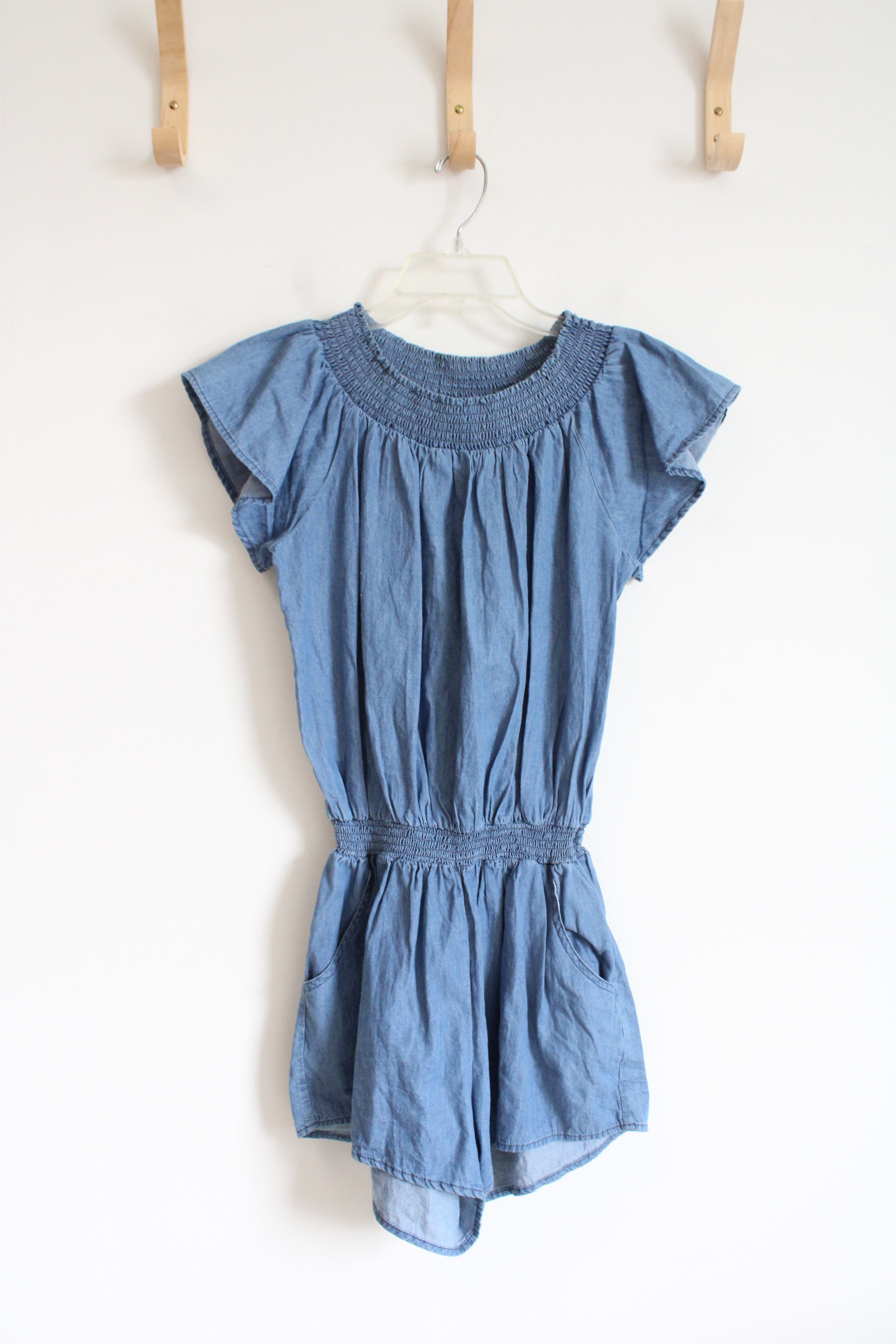 Poof Denim Blue Romper | L