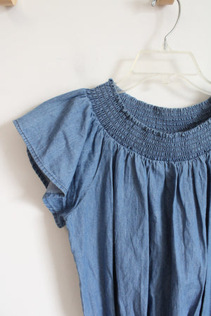 Poof Denim Blue Romper | L