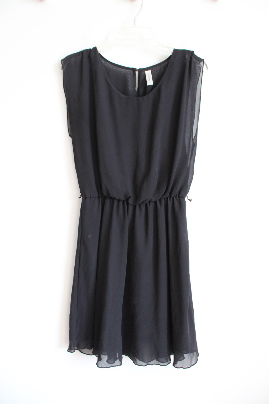 Tacera Black Chiffon Elastic Waist Dress | S