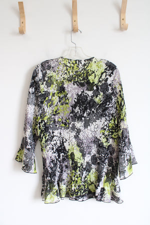 CJ Banks Black and Green Patterned Blouse | XL