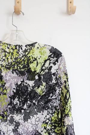 CJ Banks Black and Green Patterned Blouse | XL