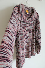 Ruby Rd. Pink Burgundy Knit Pullover Top | 1X