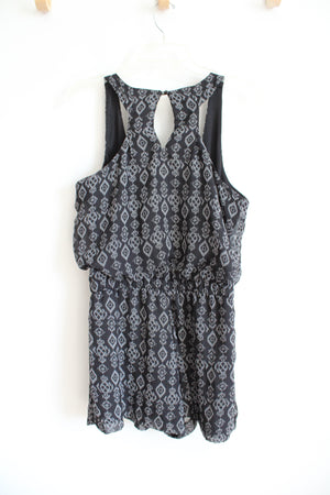 Xhilaration Black & White Diamond Patterned Romper | M