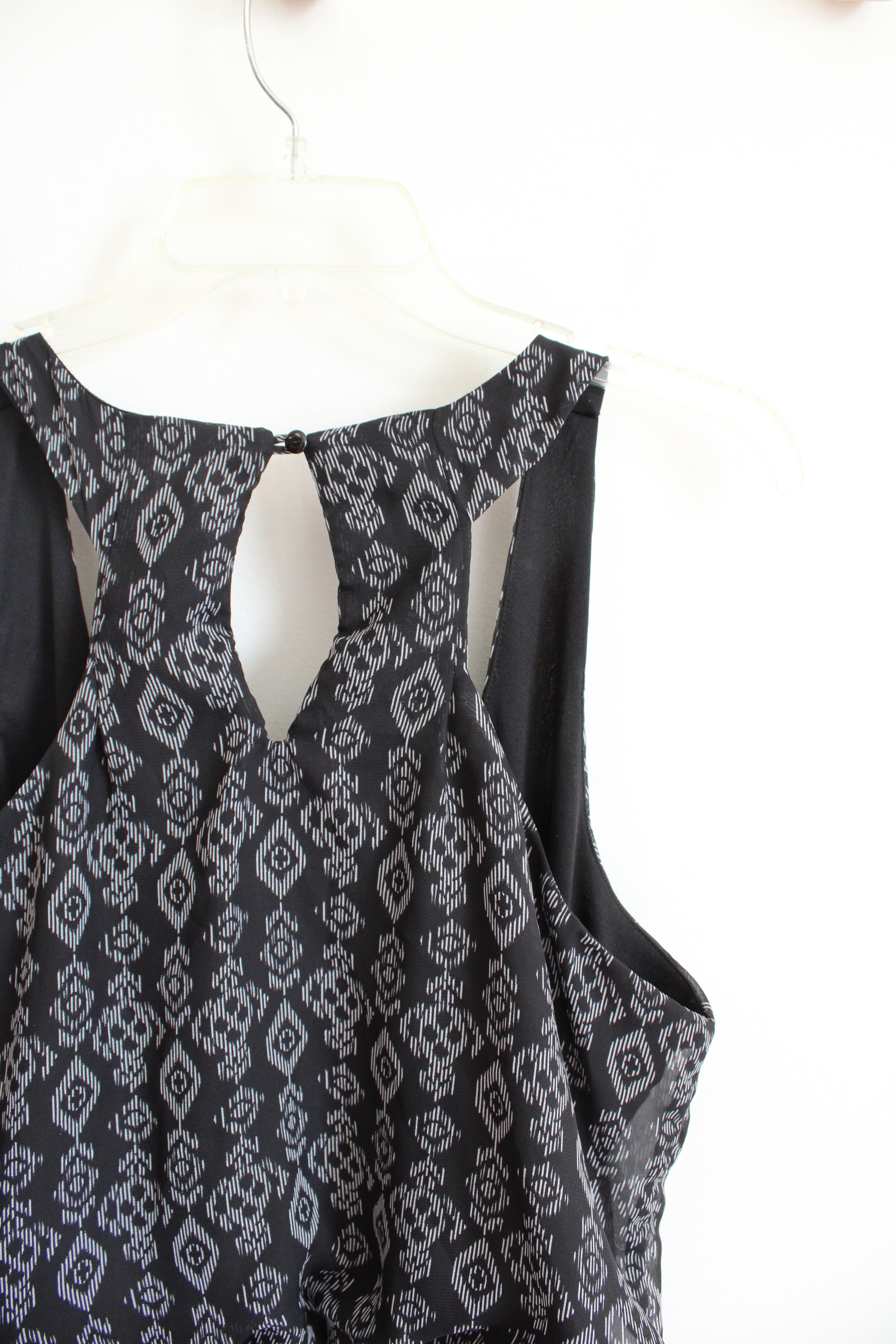 Xhilaration Black & White Diamond Patterned Romper | M