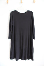 Time And Tru Black Long Sleeved Ribbed Dress | L (12-14)