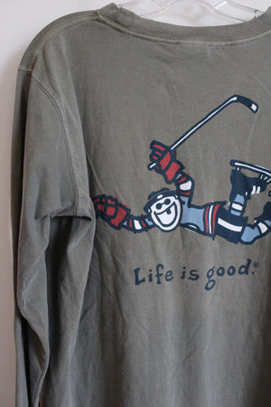 Life Is Good Green Hockey Long Sleeved Shirt | Youth XL (18/20)