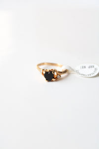 NEW Gold Electroplate Black Onyx Heart Ring | Size 6