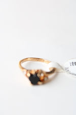 NEW Gold Electroplate Black Onyx Heart Ring | Size 6