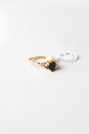 NEW Gold Electroplate Black Onyx Heart Ring | Size 6