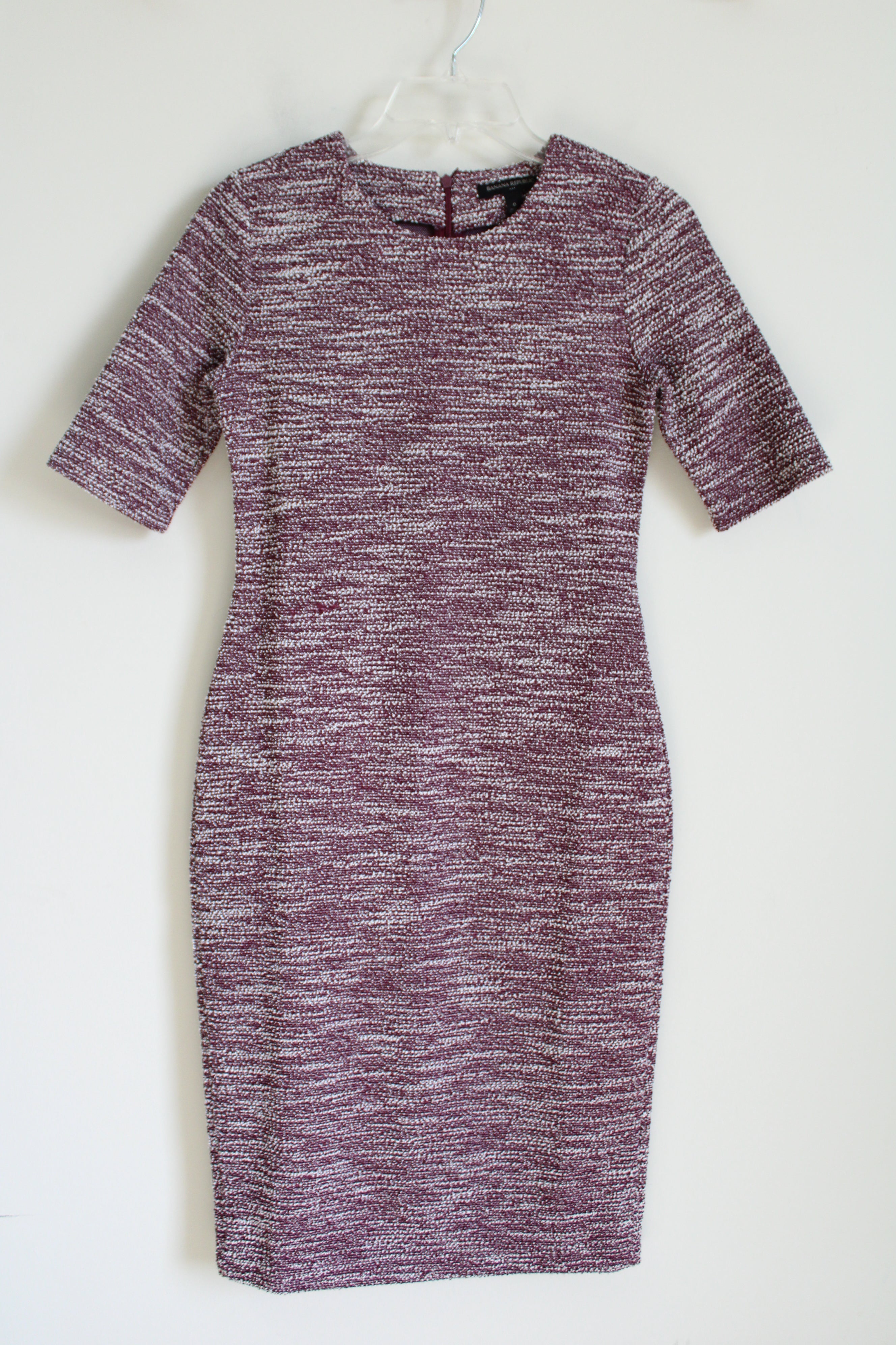 Banana Republic Burgundy Textured Fitted Midi Dress