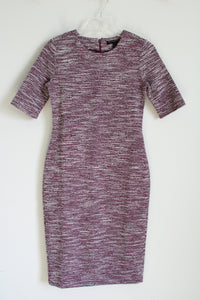 Banana Republic Burgundy Textured Fitted Midi Dress | 0