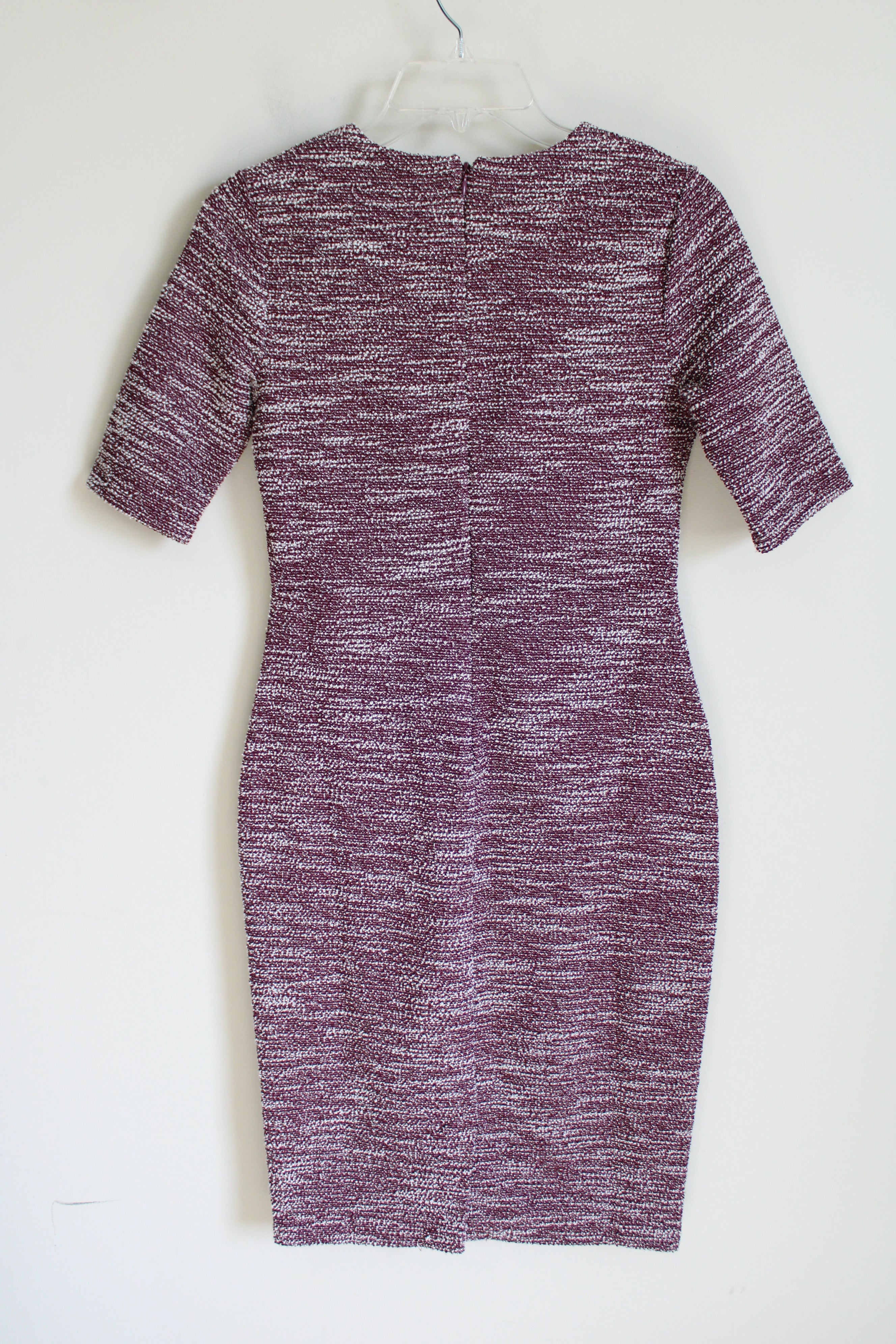 Banana Republic Burgundy Textured Fitted Midi Dress