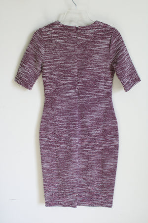 Banana Republic Burgundy Textured Fitted Midi Dress | 0